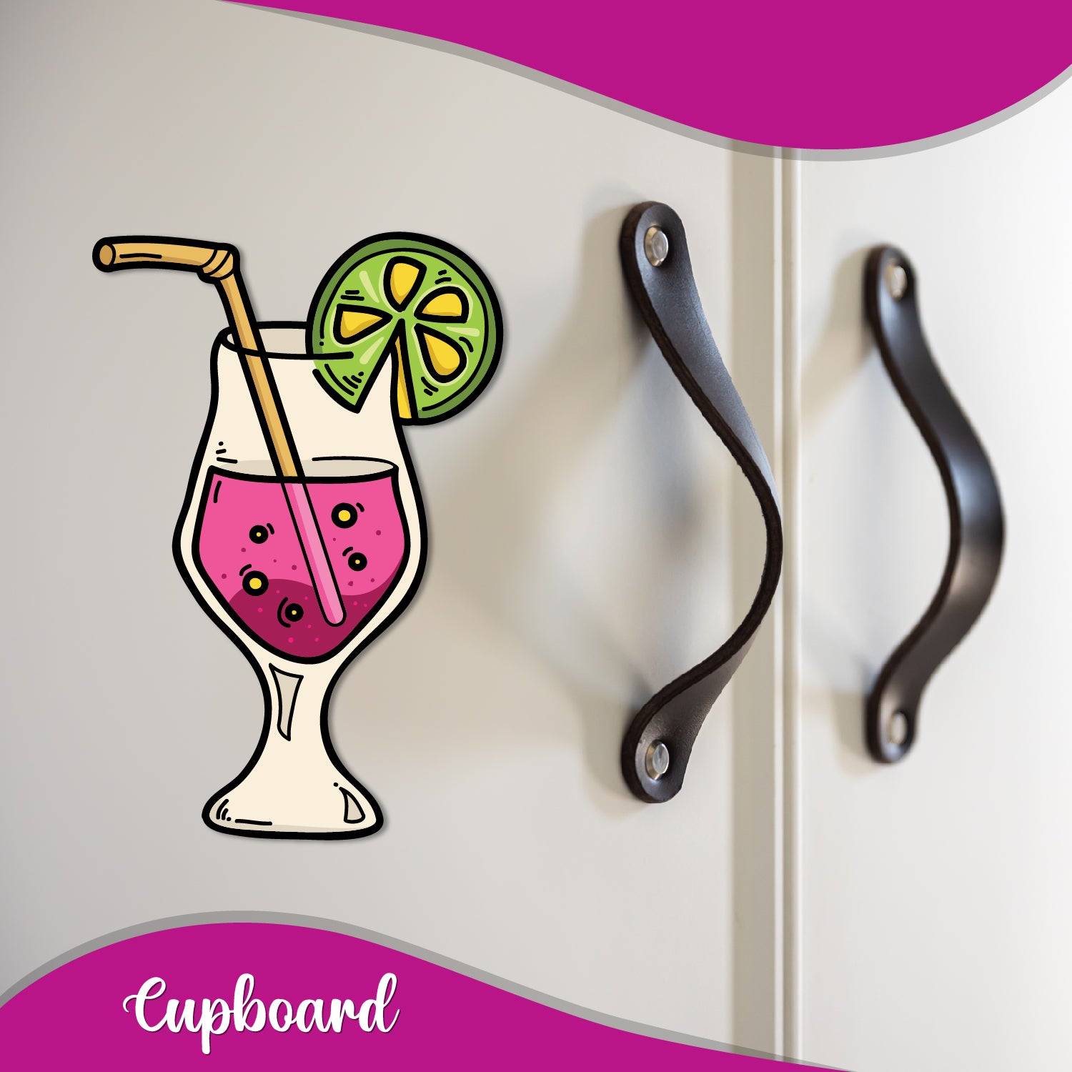 3D cocktail glass magnet for kitchen or home bar decor.