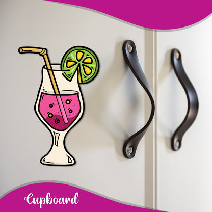3D cocktail glass magnet for kitchen or home bar decor.