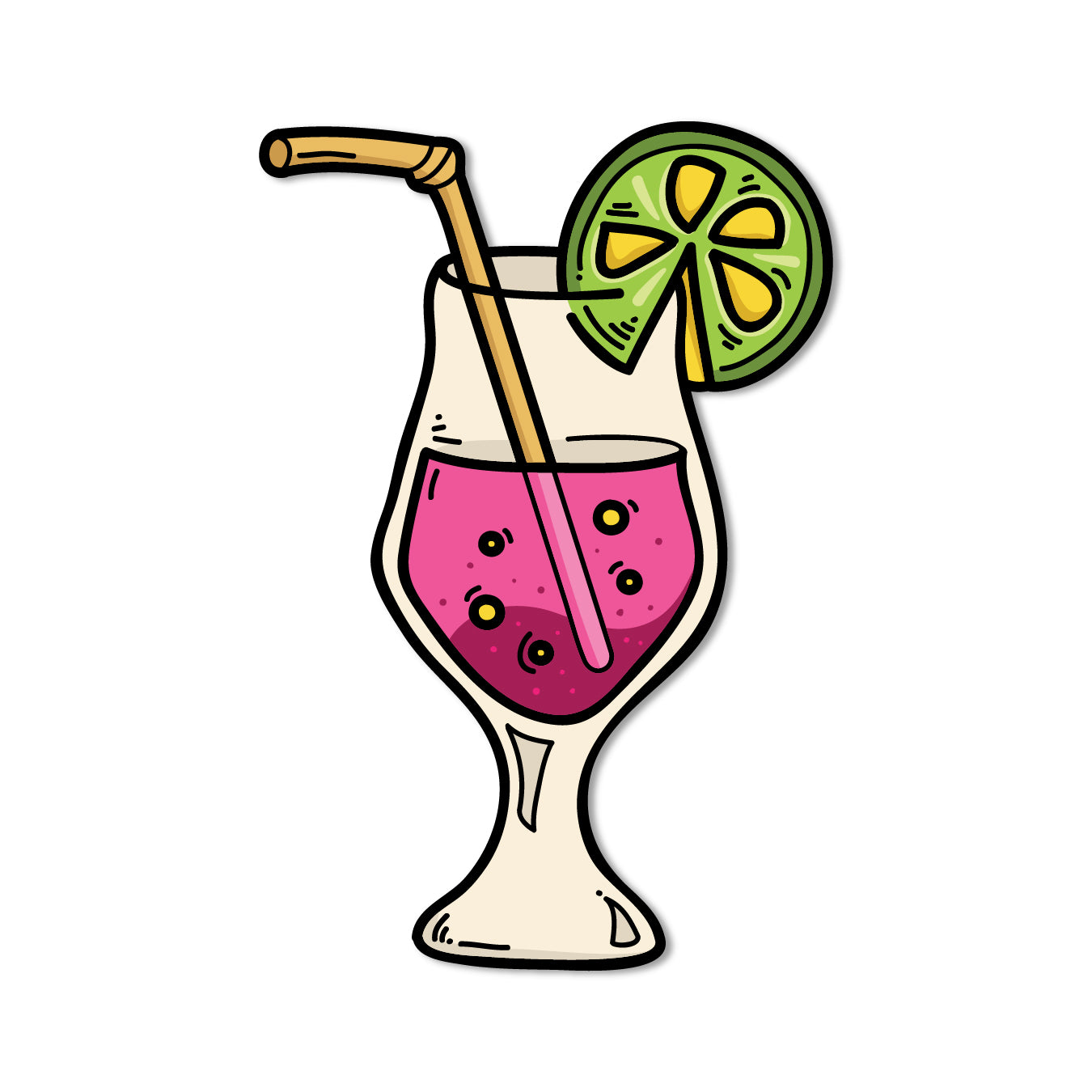 A creative cocktail-themed magnet for a refrigerator.