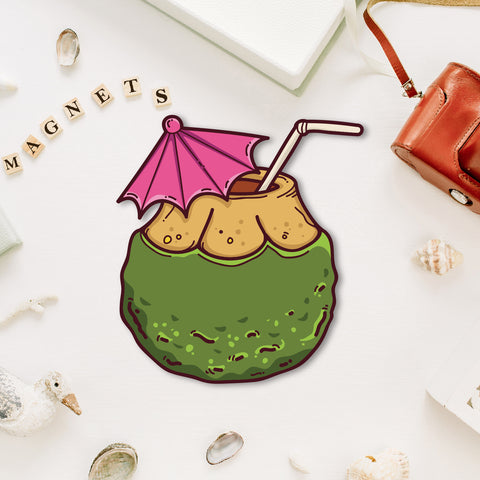 Coconut Green Wooden Fridge Magnet