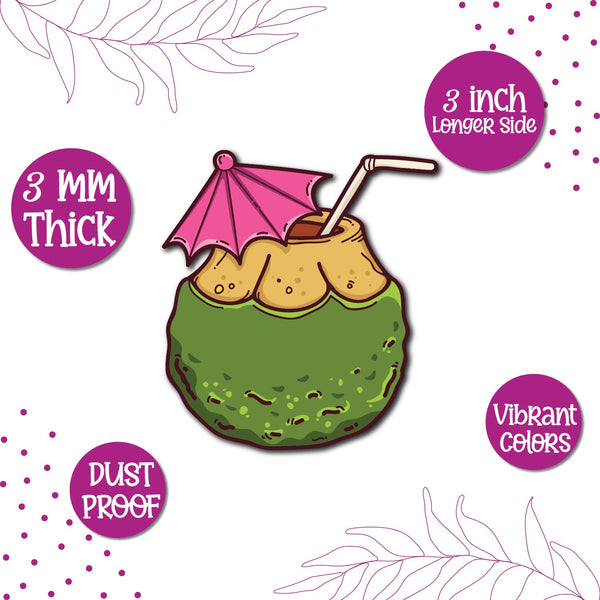 Coconut Green Wooden Fridge Magnet
