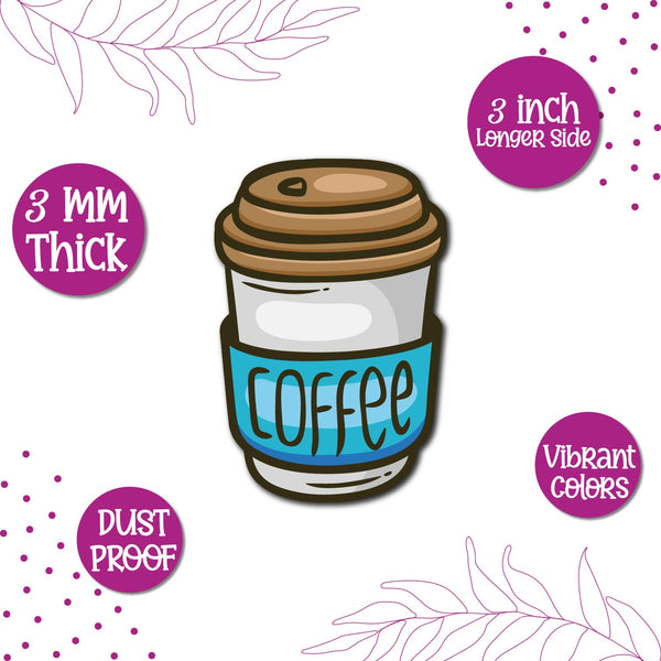 Coffee Can (Blue) Wooden Fridge Magnet