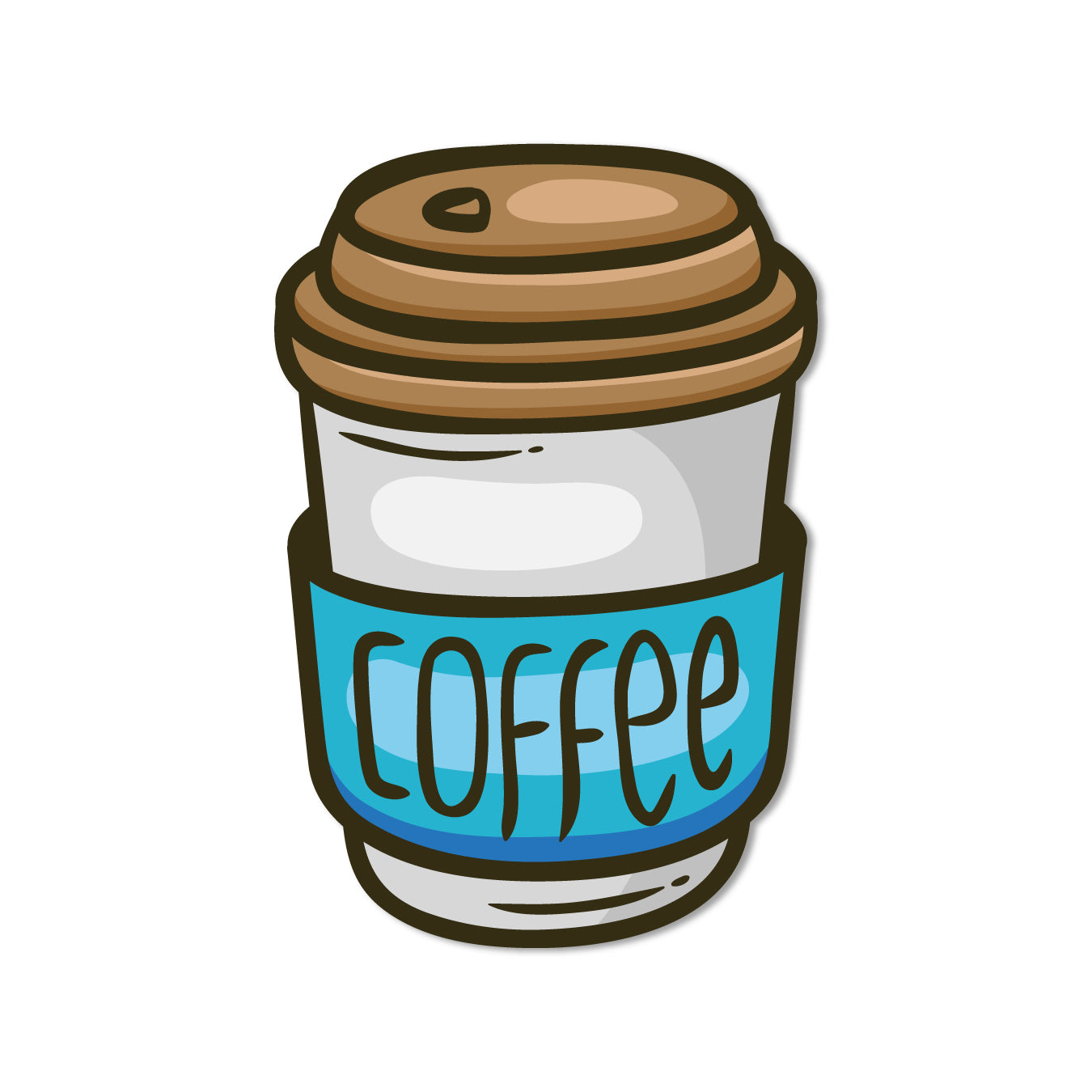 A nostalgic blue coffee can-themed magnet.