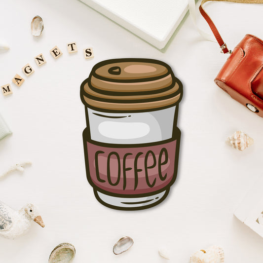 A miniature, vintage-style brown coffee can-shaped fridge magnet.