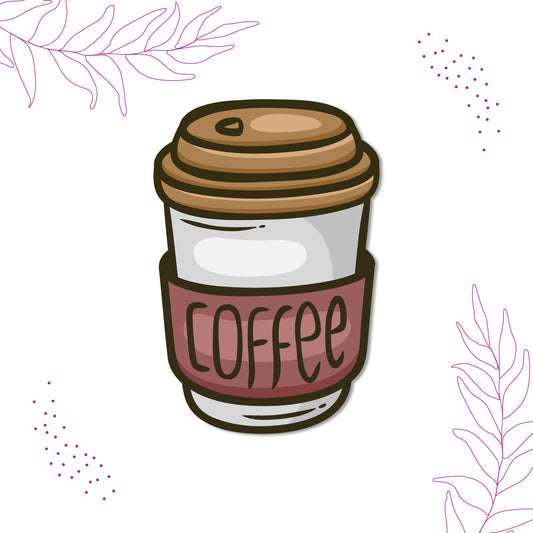 Close-up of a rustic brown coffee can magnet.