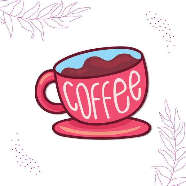 Coffee Cup (Pink) Wooden Fridge / Refrigerator Magnet
