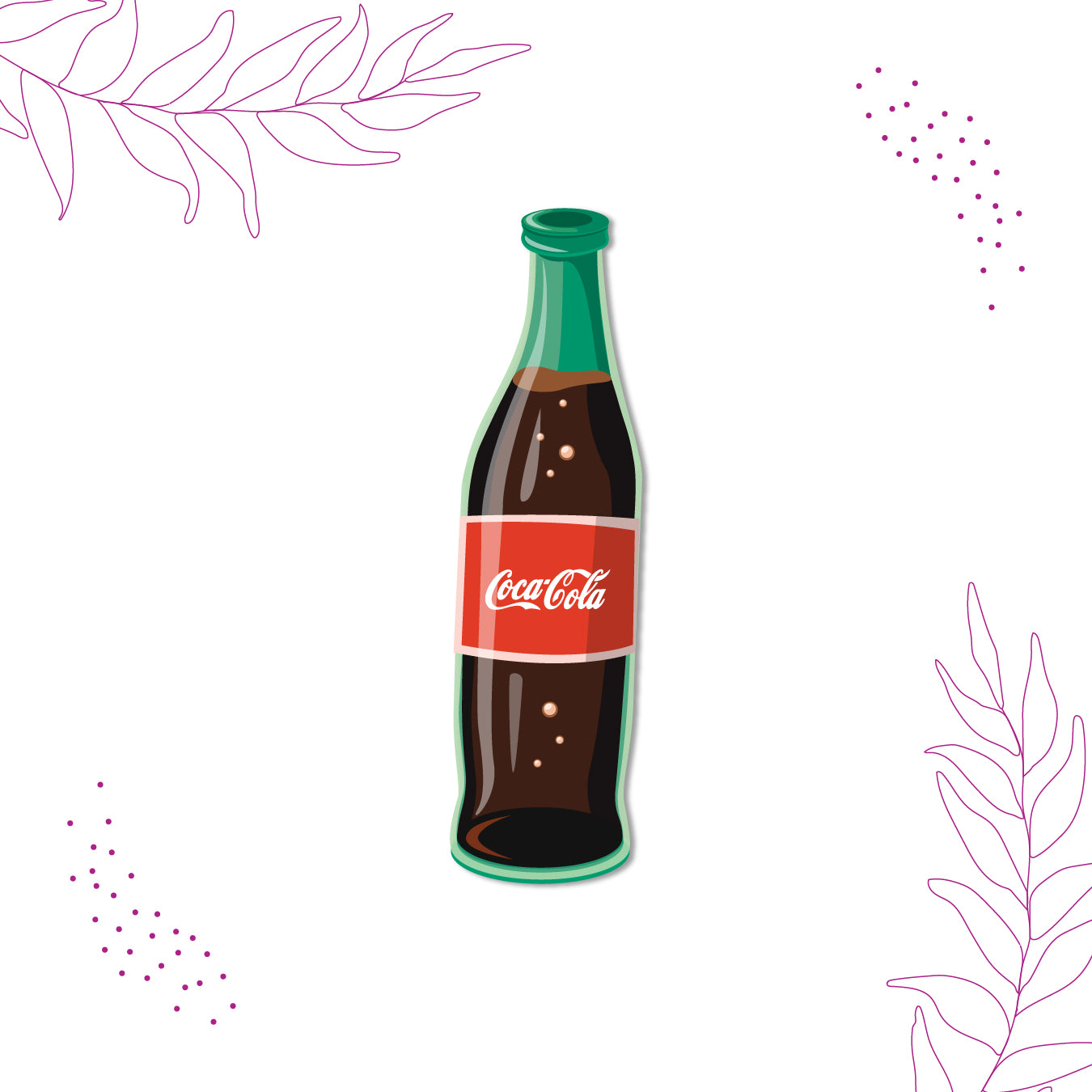 Close-up of a detailed Coca-Cola bottle magnet.