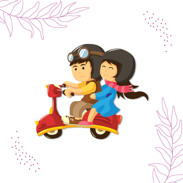 Couple Scooter Wooden Fridge Magnet