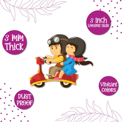 Locally crafted couple scooter fridge magnet perfect for couples