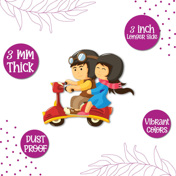 Couple Scooter Wooden Fridge Magnet