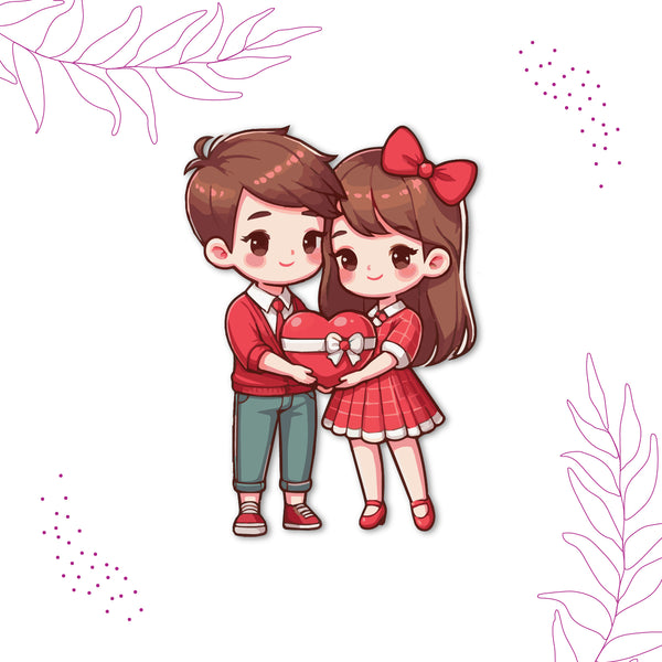 Couple with heart Wooden Fridge Magnet