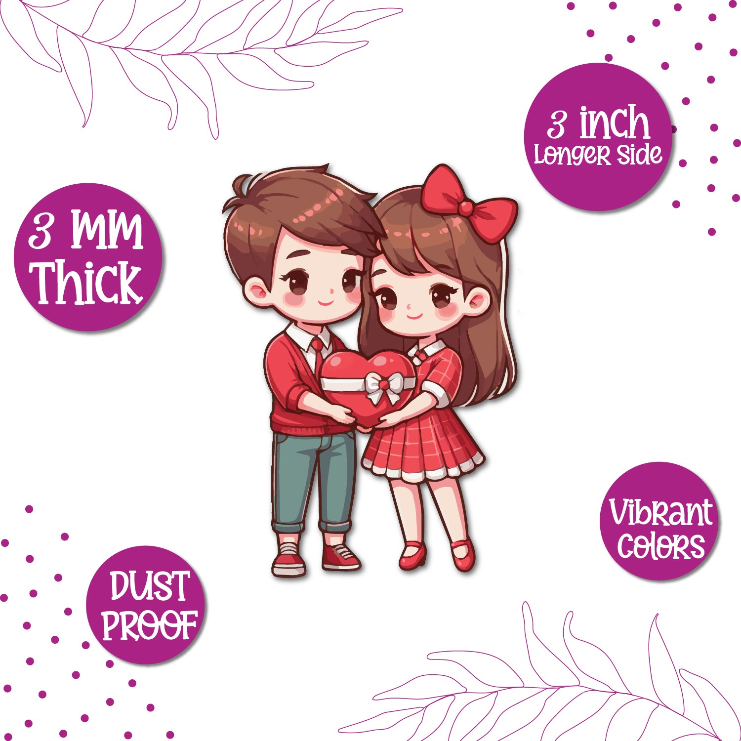 Unique love themed couple with heart fridge magnet with premium finish
