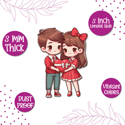 Unique love themed couple with heart fridge magnet with premium finish