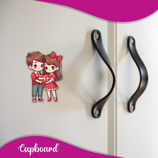 Couple with heart Wooden Fridge Magnet