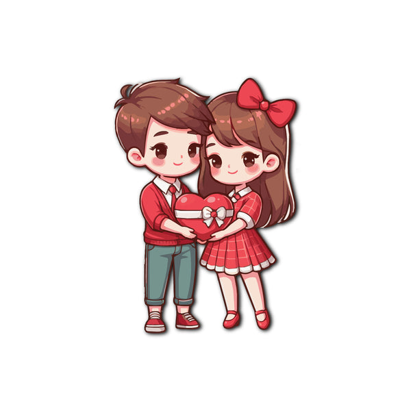Couple with heart Wooden Fridge Magnet