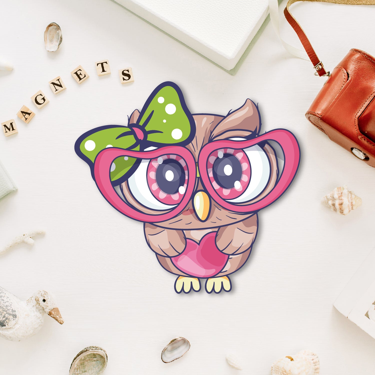 Cute Owl Wooden Fridge Magnet