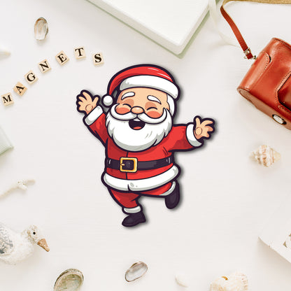 Premium wooden dancing santa fridge magnet handmade festive decor