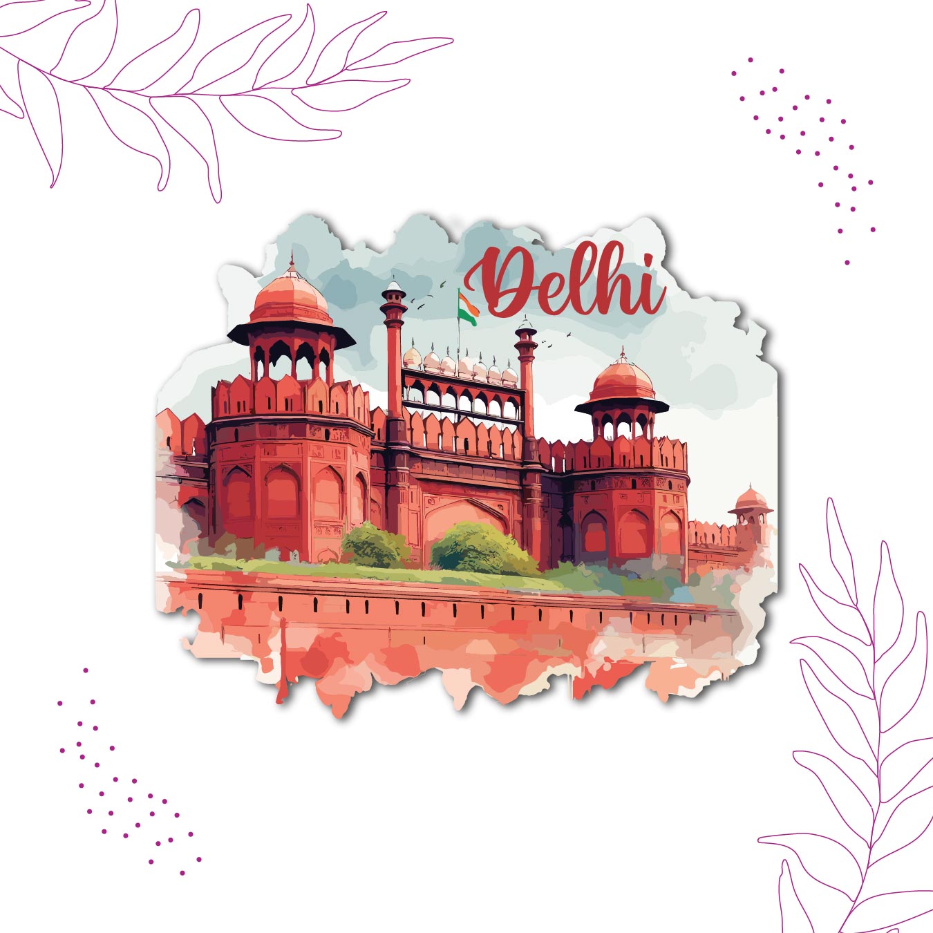 red-fort-monument-magnet-close-up-detail