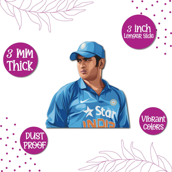 MS Dhoni Wooden Fridge Magnet
