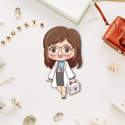 Female doctor magnet with a stethoscope