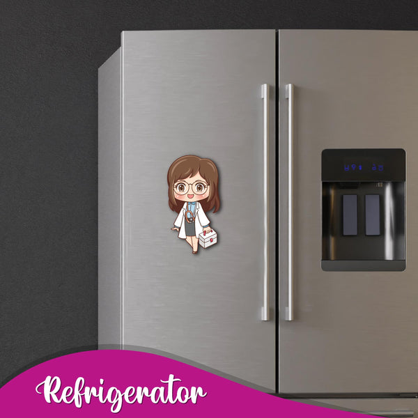 Doctor Female Wooden Fridge Magnet