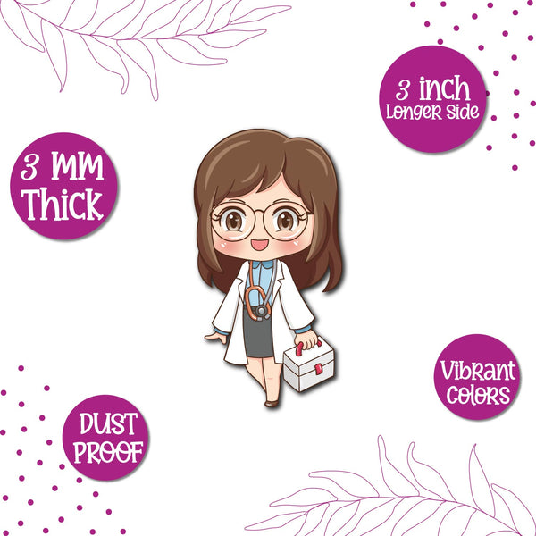 Doctor Female Wooden Fridge Magnet