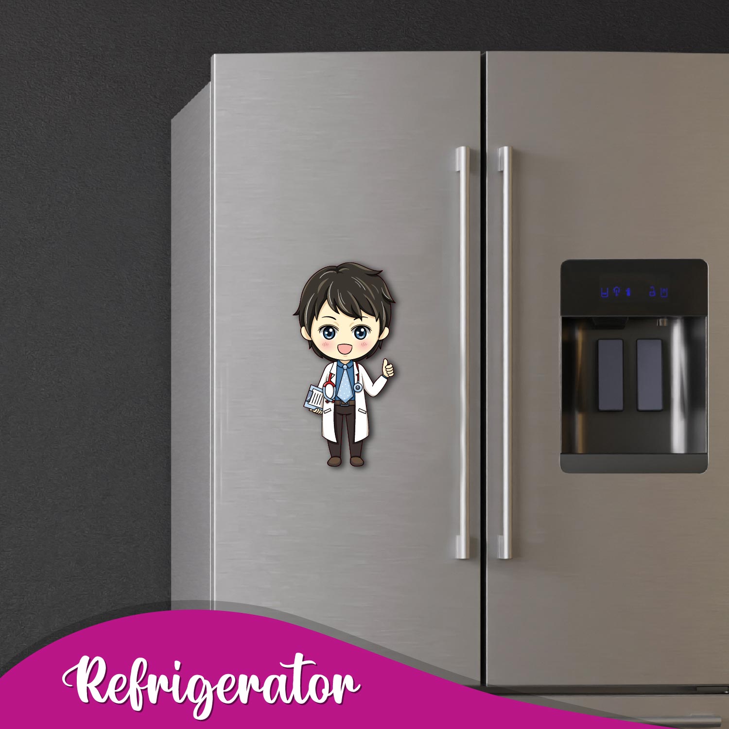 Caring male doctor character magnet