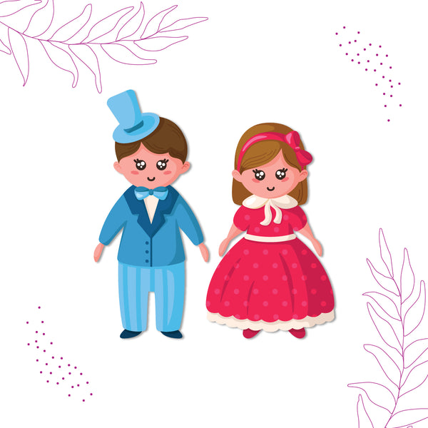 Doll Couple Wooden Fridge Magnet