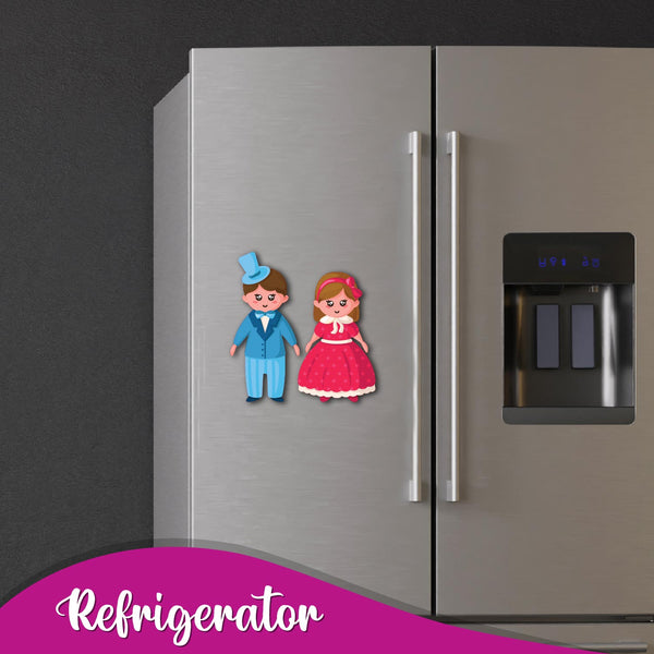 Doll Couple Wooden Fridge Magnet