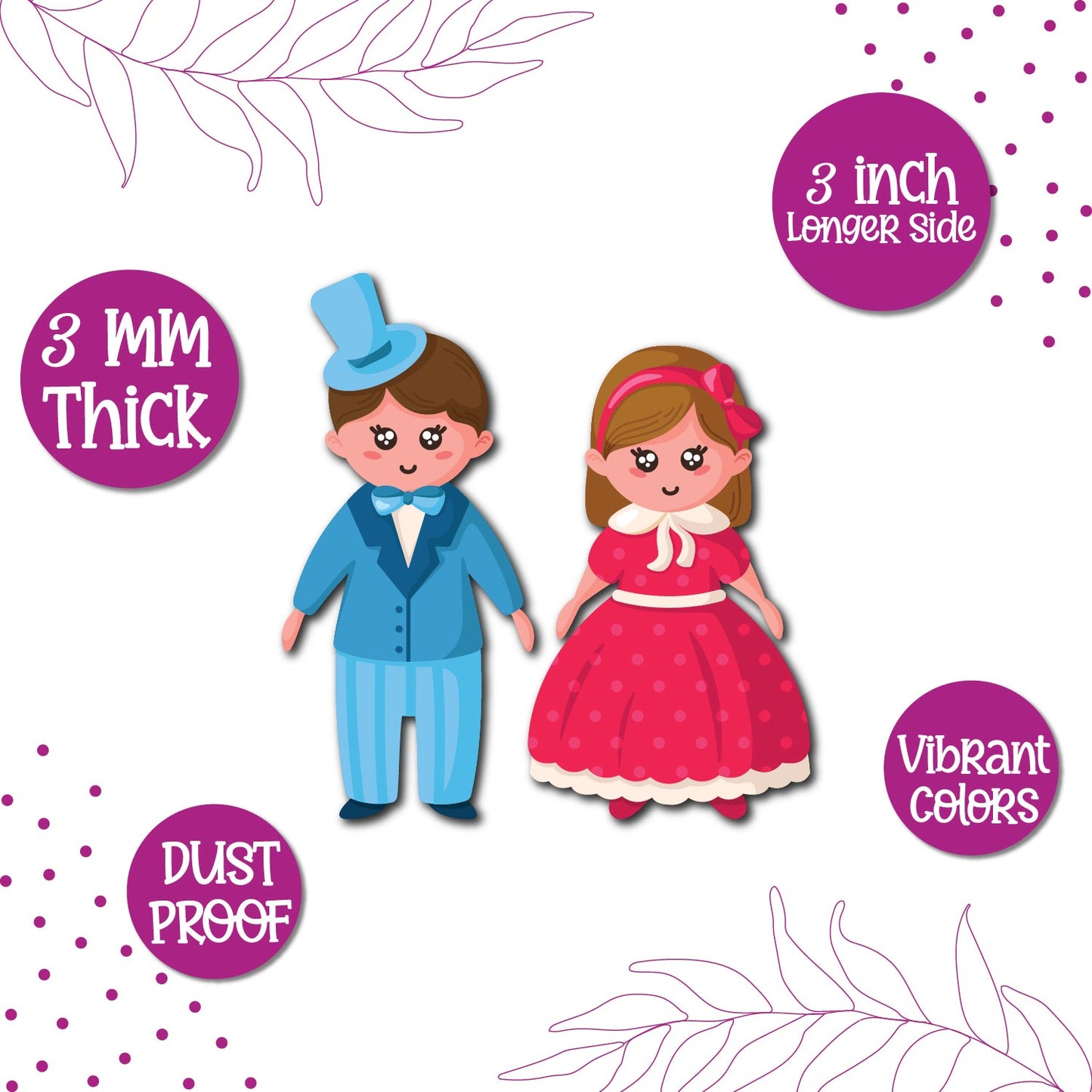 Unique love themed doll couple fridge magnet with premium finish