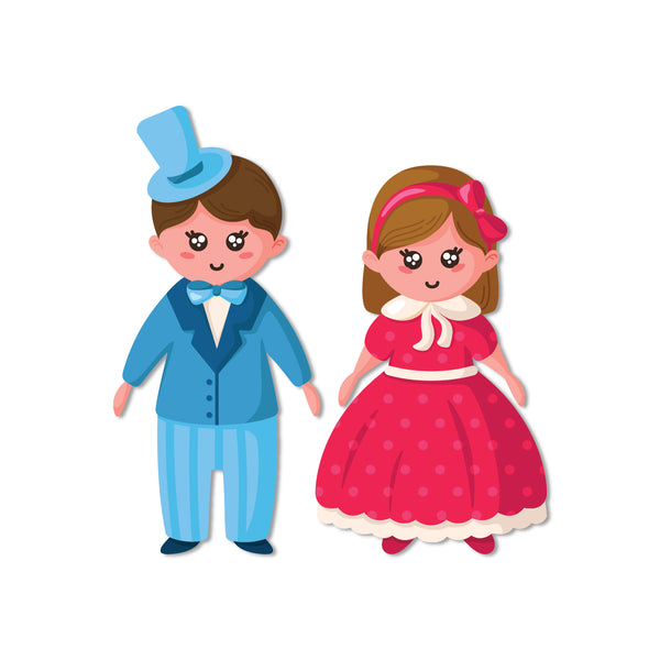 Doll Couple Wooden Fridge Magnet