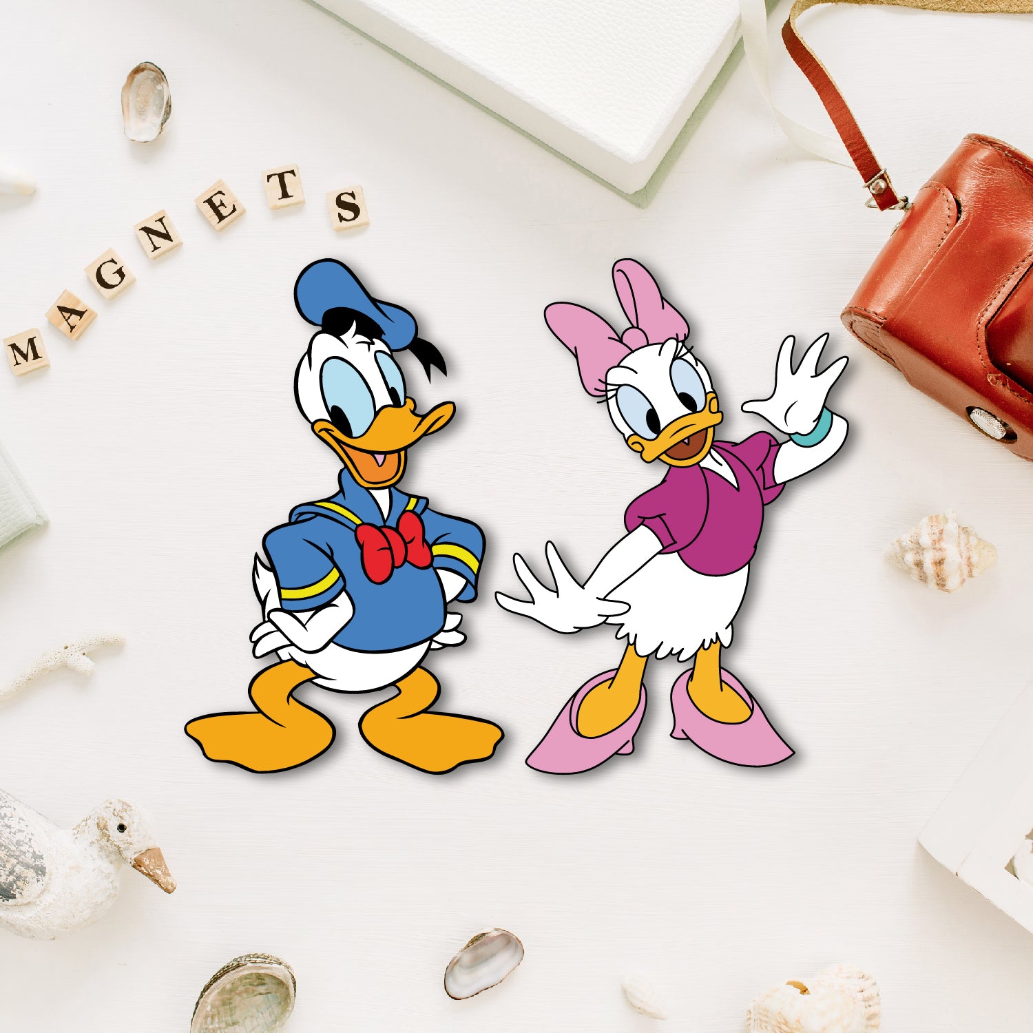 Donald Duck & Daisy Wooden Fridge Magnet