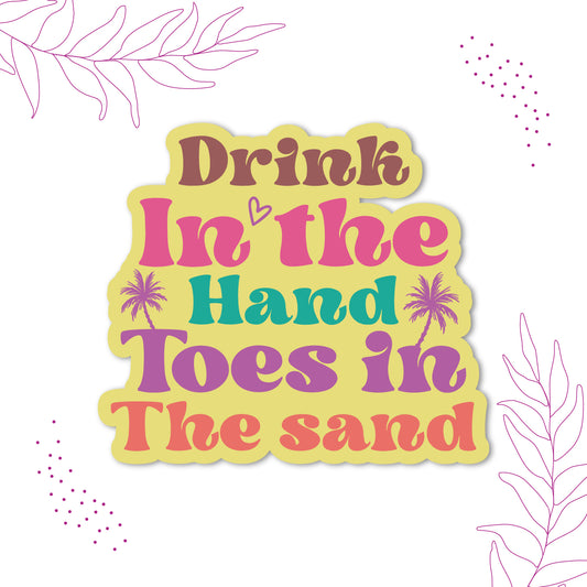 "Drink in the Hand" fridge magnet displayed on a refrigerator door.
