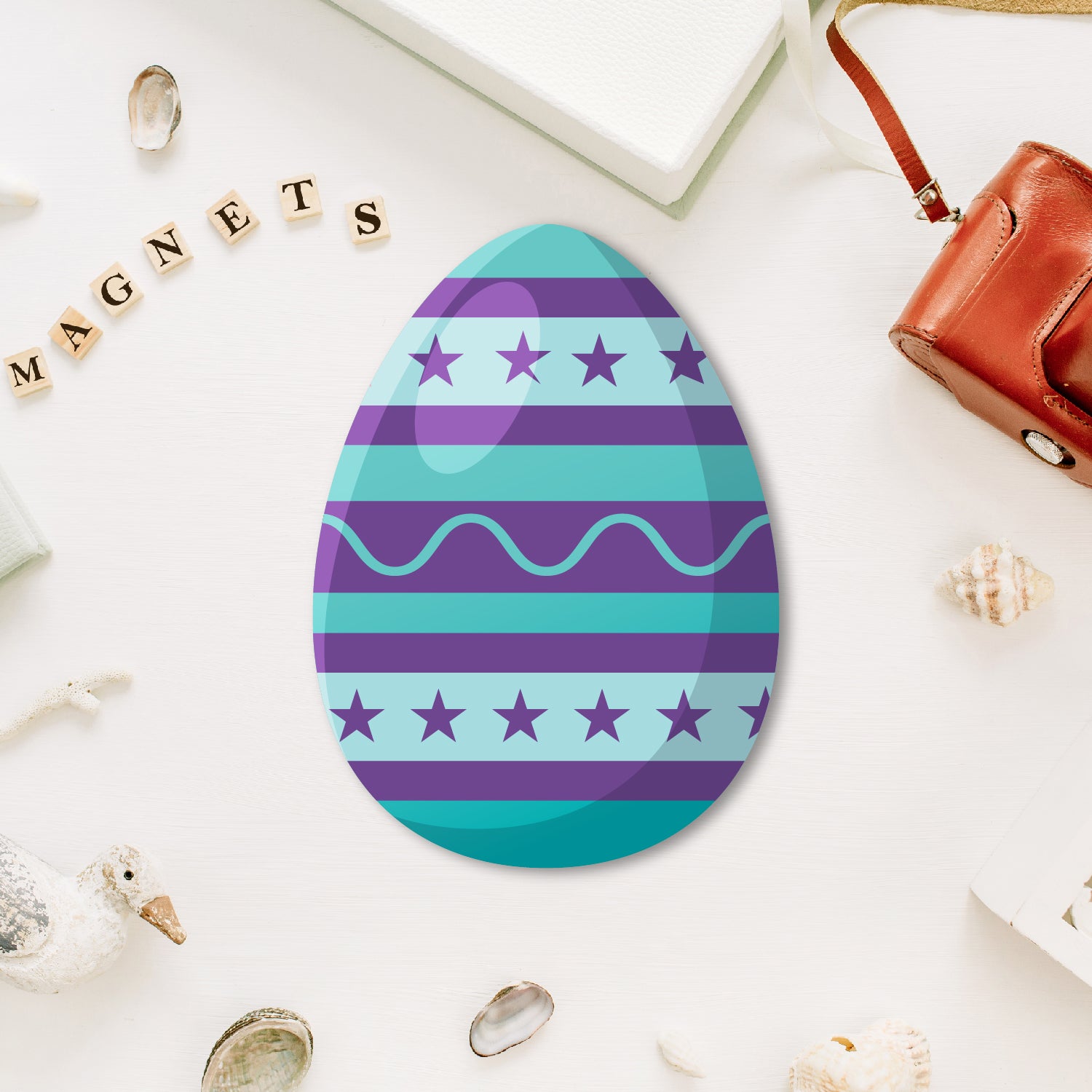 Easter Egg Blue Wooden Fridge Magnet