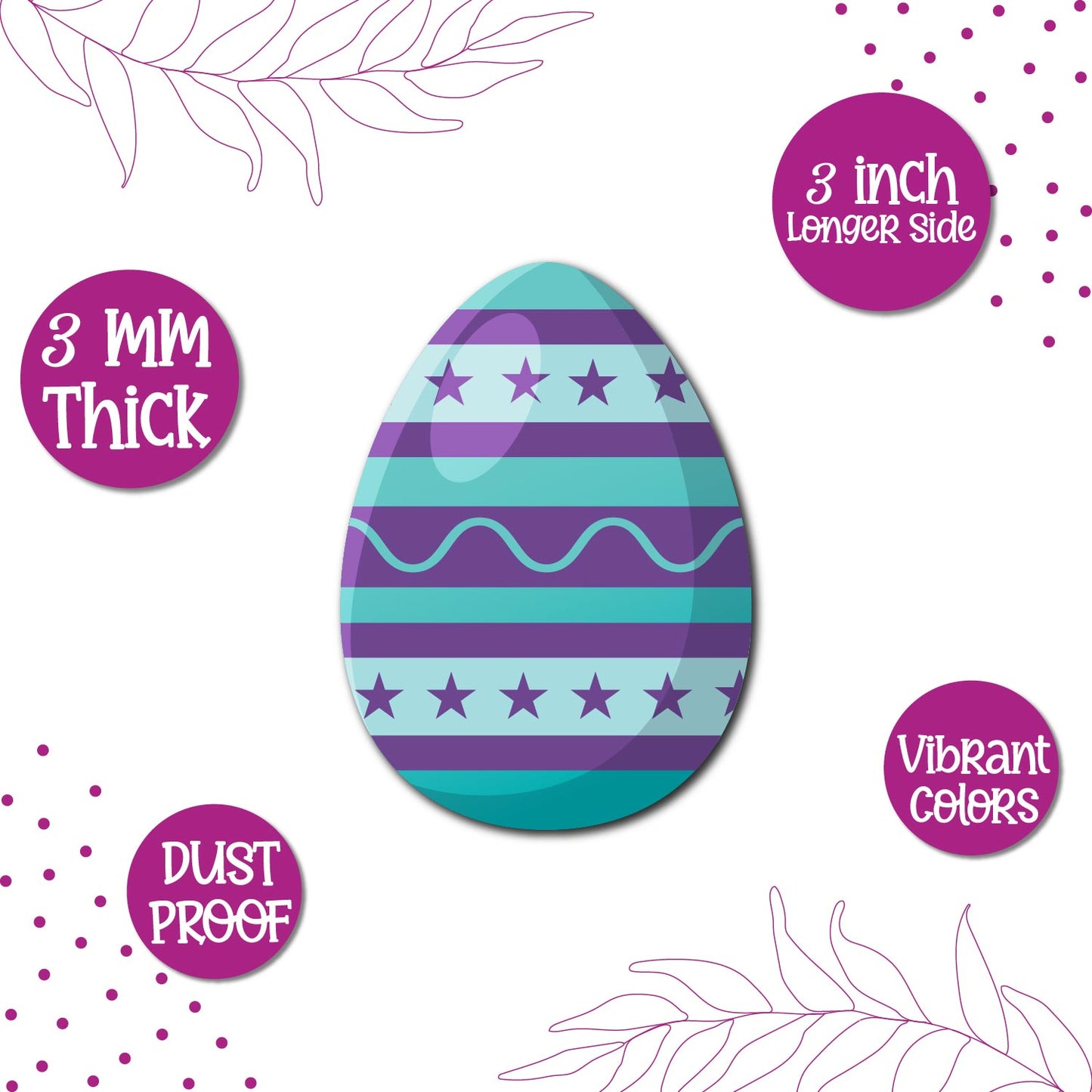 Handcrafted easter egg_blue fridge magnet with premium wooden finish