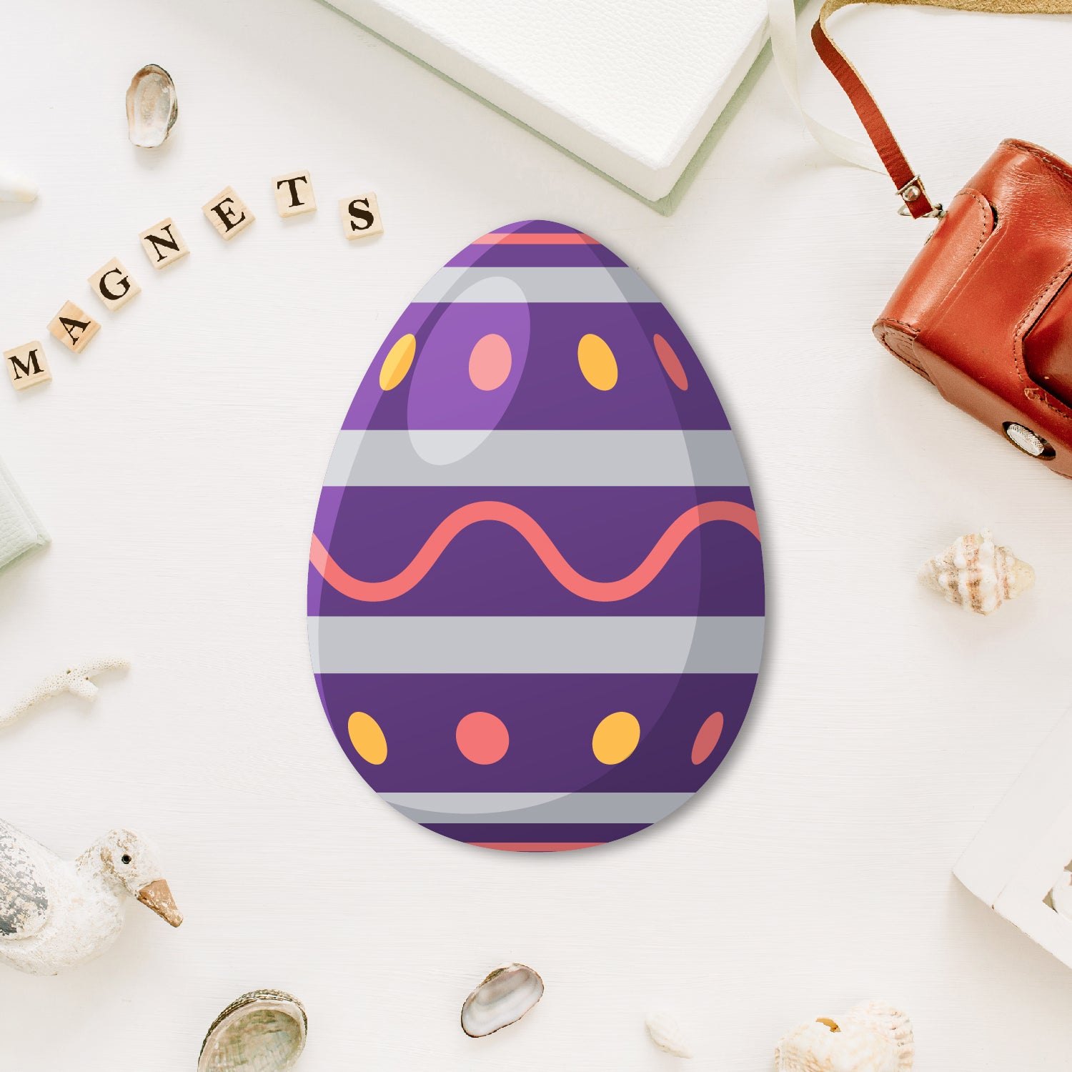 Premium wooden easter egg_purple fridge magnet handmade festive decor