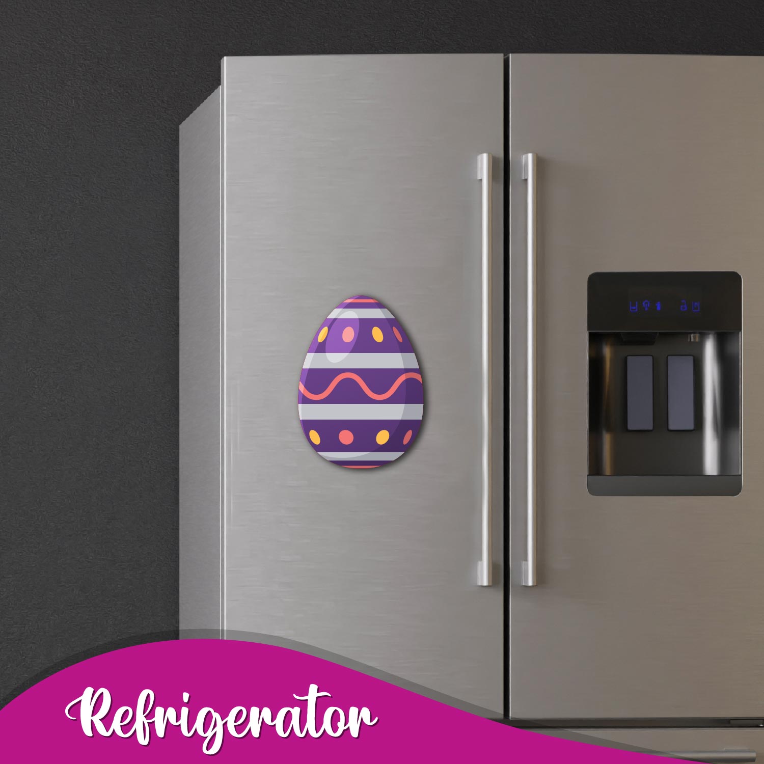 Cute and festive easter egg_purple fridge magnet for Christmas and Easter