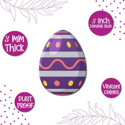 Handcrafted easter egg_purple fridge magnet with premium wooden finish