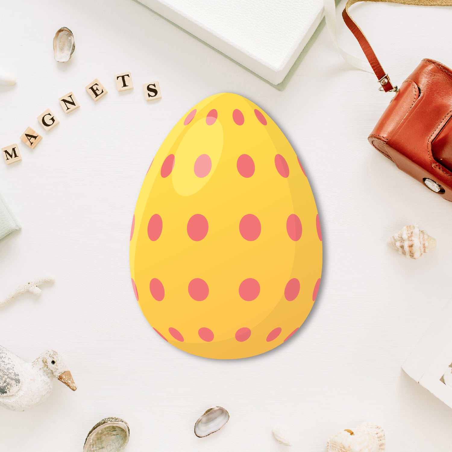 Premium wooden easter egg_yellow fridge magnet handmade festive decor