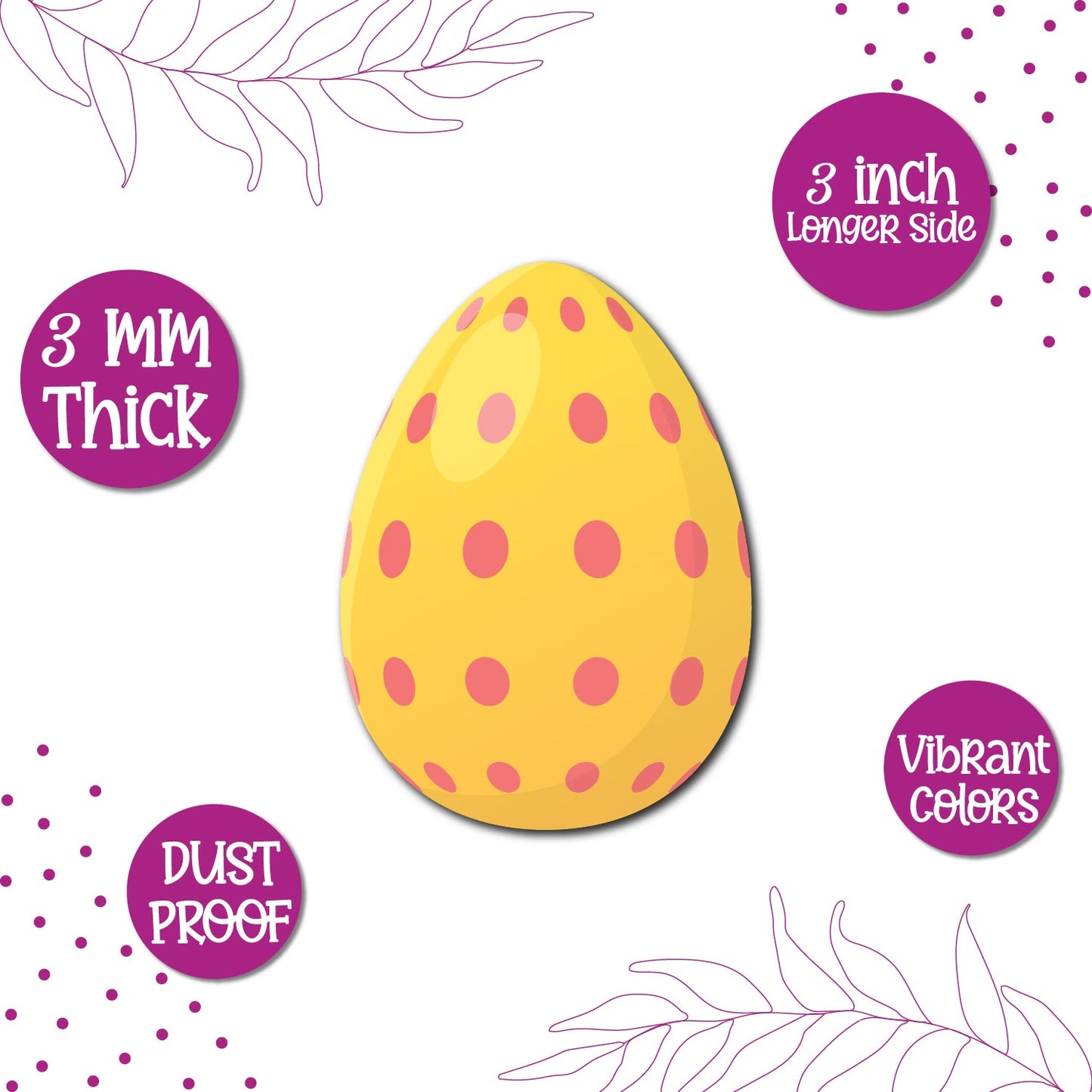Handcrafted easter egg_yellow fridge magnet with premium wooden finish