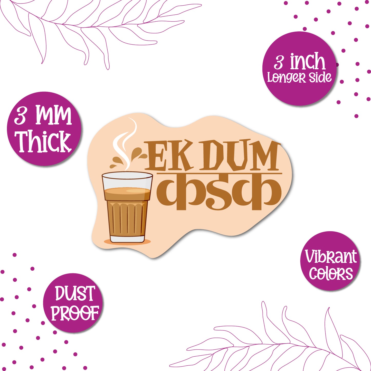 Ek Dum Kadak chai glass fridge magnet