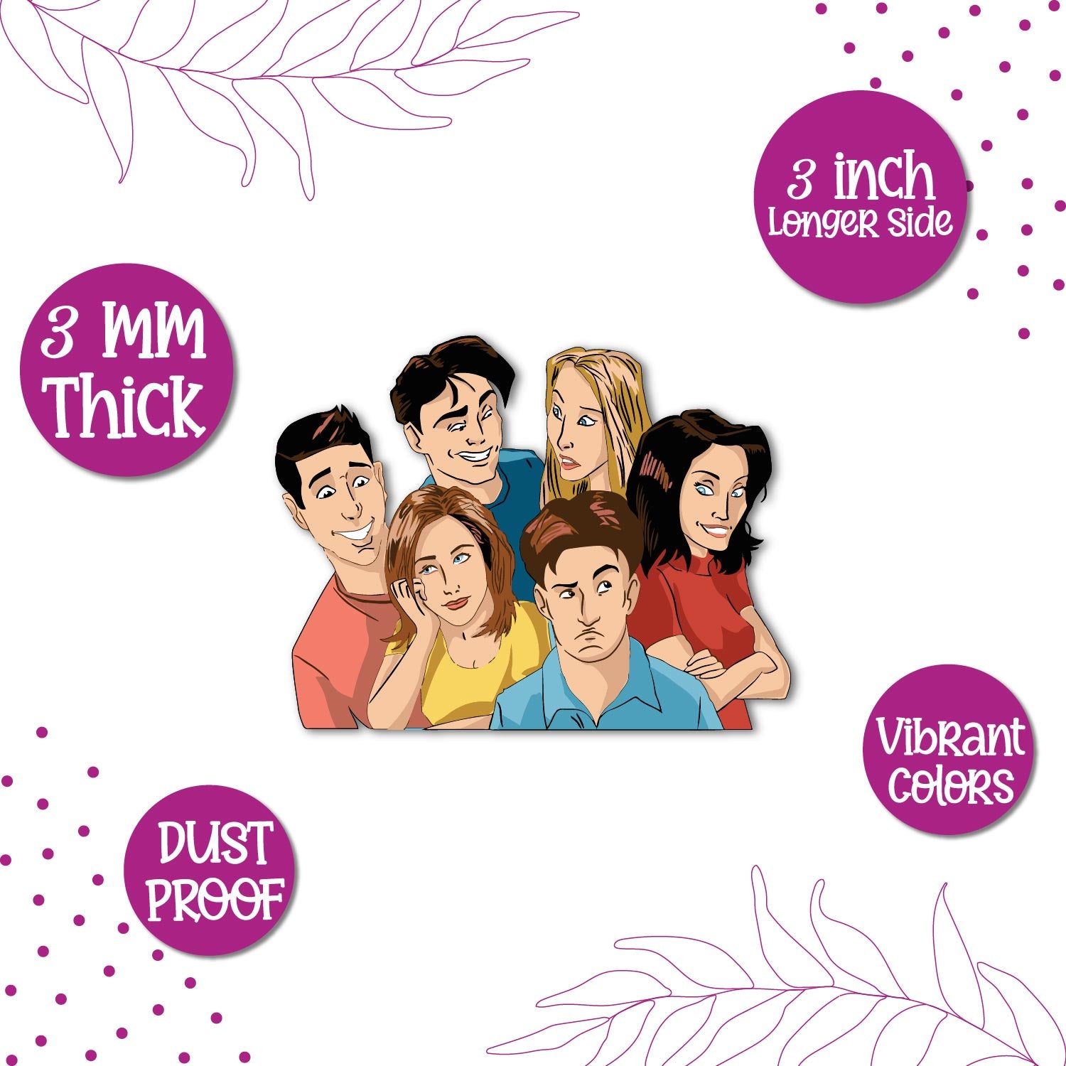 A 'FRIENDS' TV show logo fridge magnet with a nostalgic design.