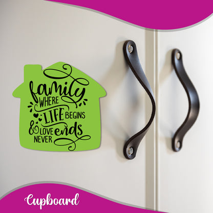 Sentimental fridge magnet for the family.