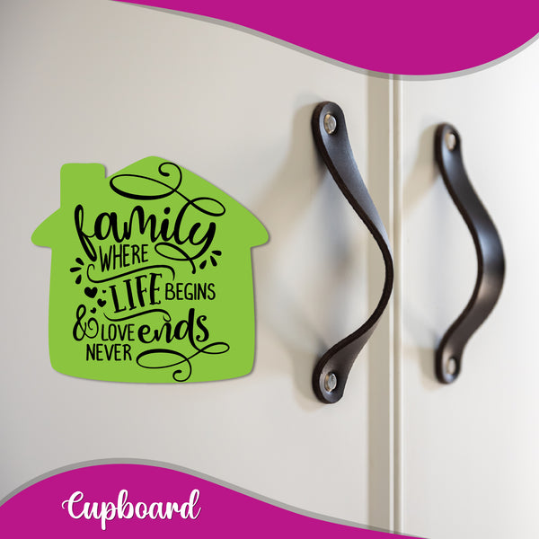 Family Where Life Begins and Love Never Ends Wooden Fridge Magnet