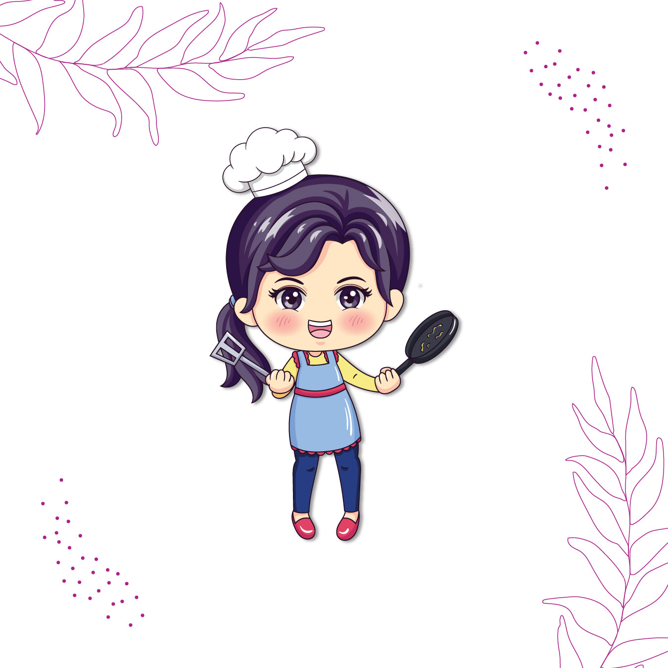 Female Chef Wooden Fridge Magnet