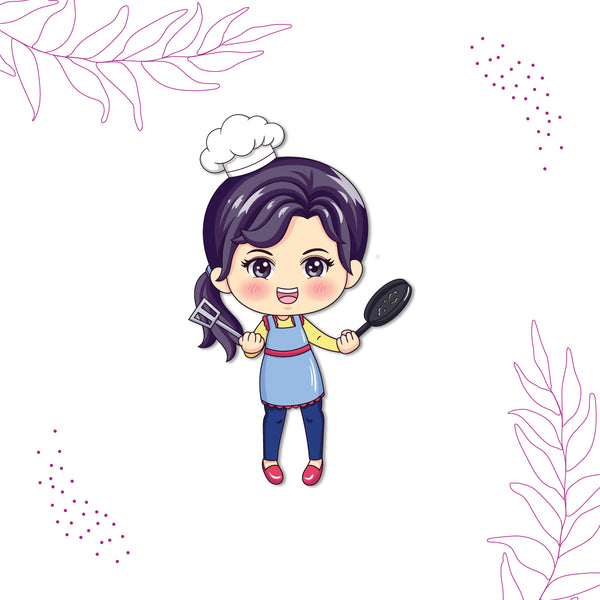 Female Chef Wooden Fridge Magnet