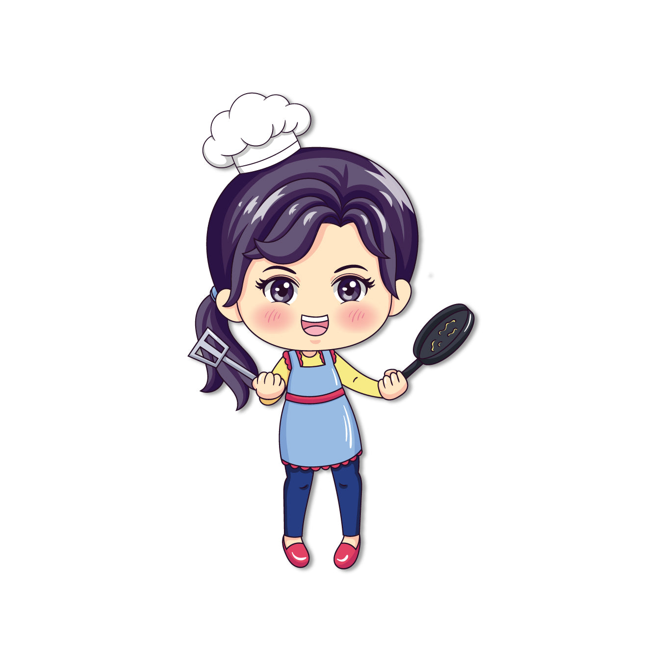 Female Chef Wooden Fridge Magnet