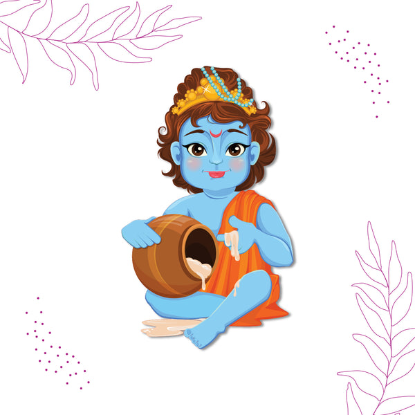 God Krishna Wooden Fridge Magnet