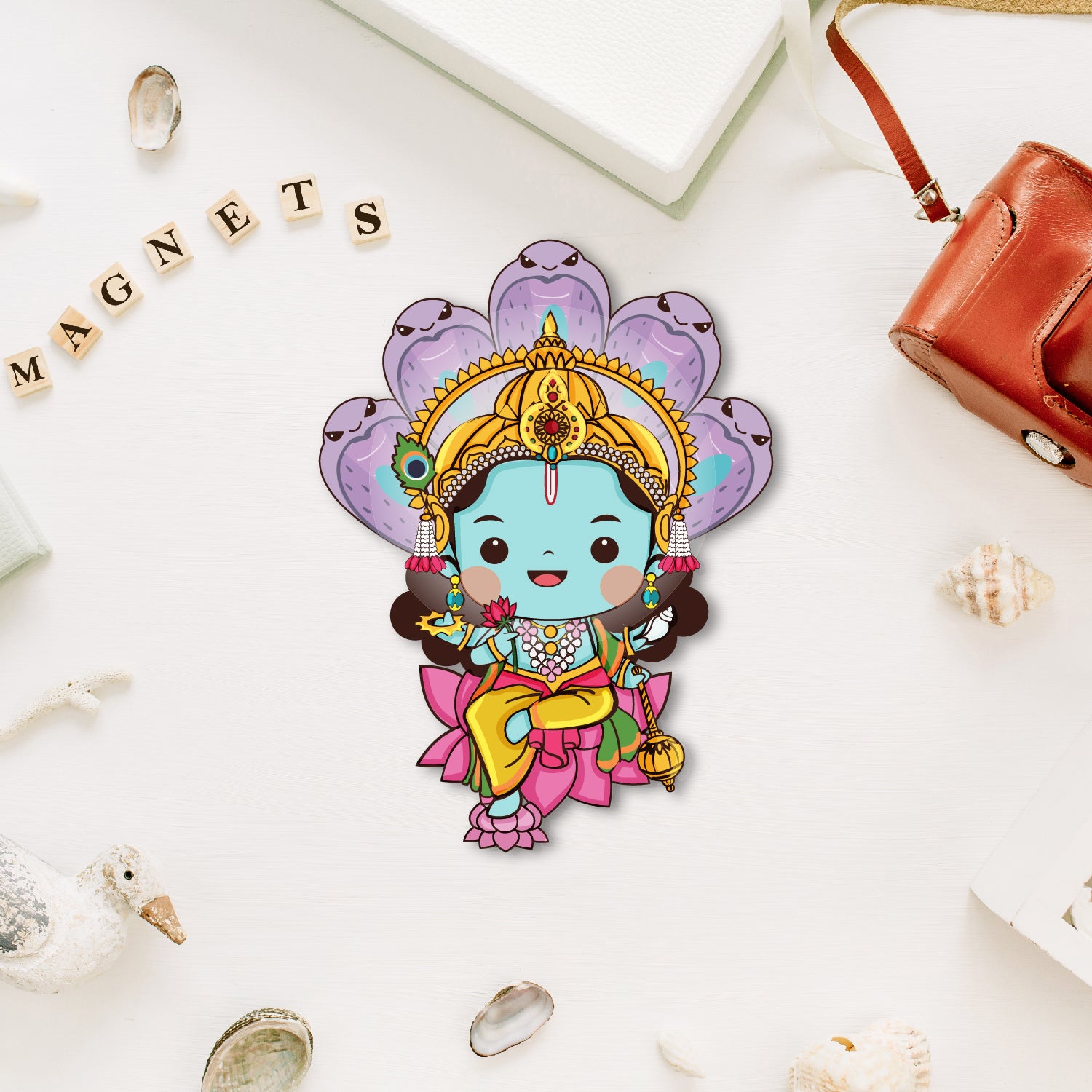 God Vishnu Wooden Fridge Magnet