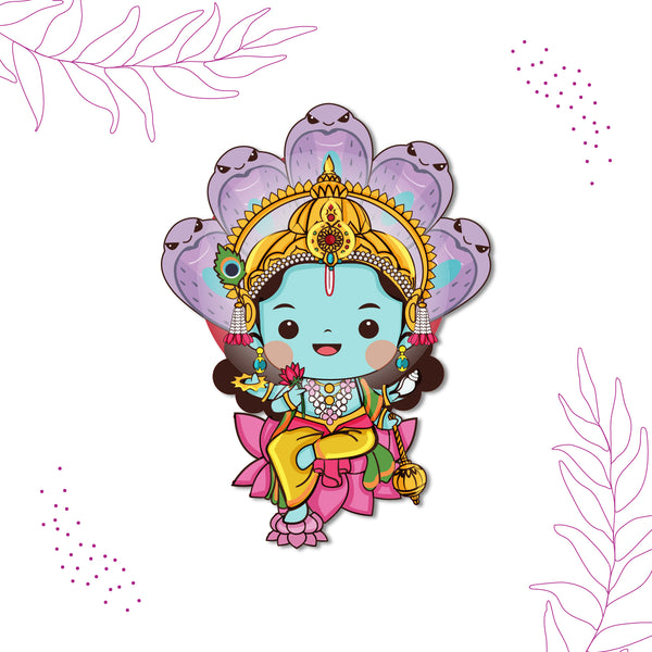 God Vishnu Wooden Fridge Magnet